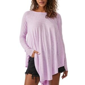 Free People Lilac Aria Trapeze Slub Knit Long Sleeve Top Womens M Boho Relaxed